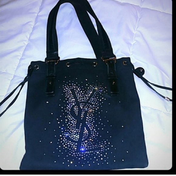 Authentic YSL swarovski black handbag tote - Picture 2 of 8